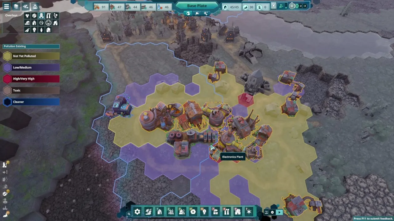 Beyond These Stars pollution overlay with pollution levels and blue Cleaner coverage around industry